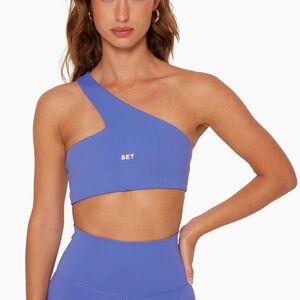 SET Active One-Shoulder Blue Top